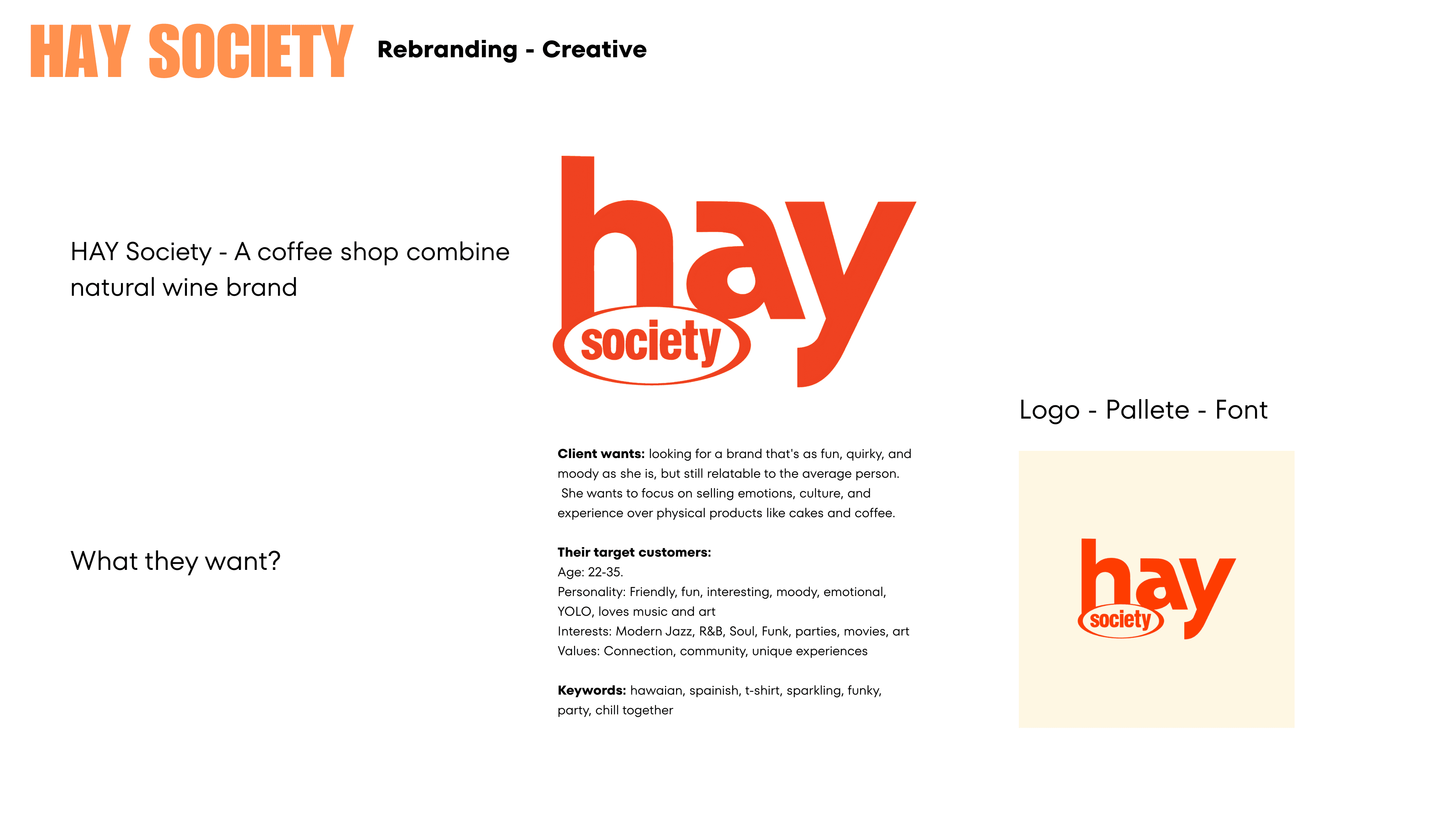 Hay Society brand presentation frame