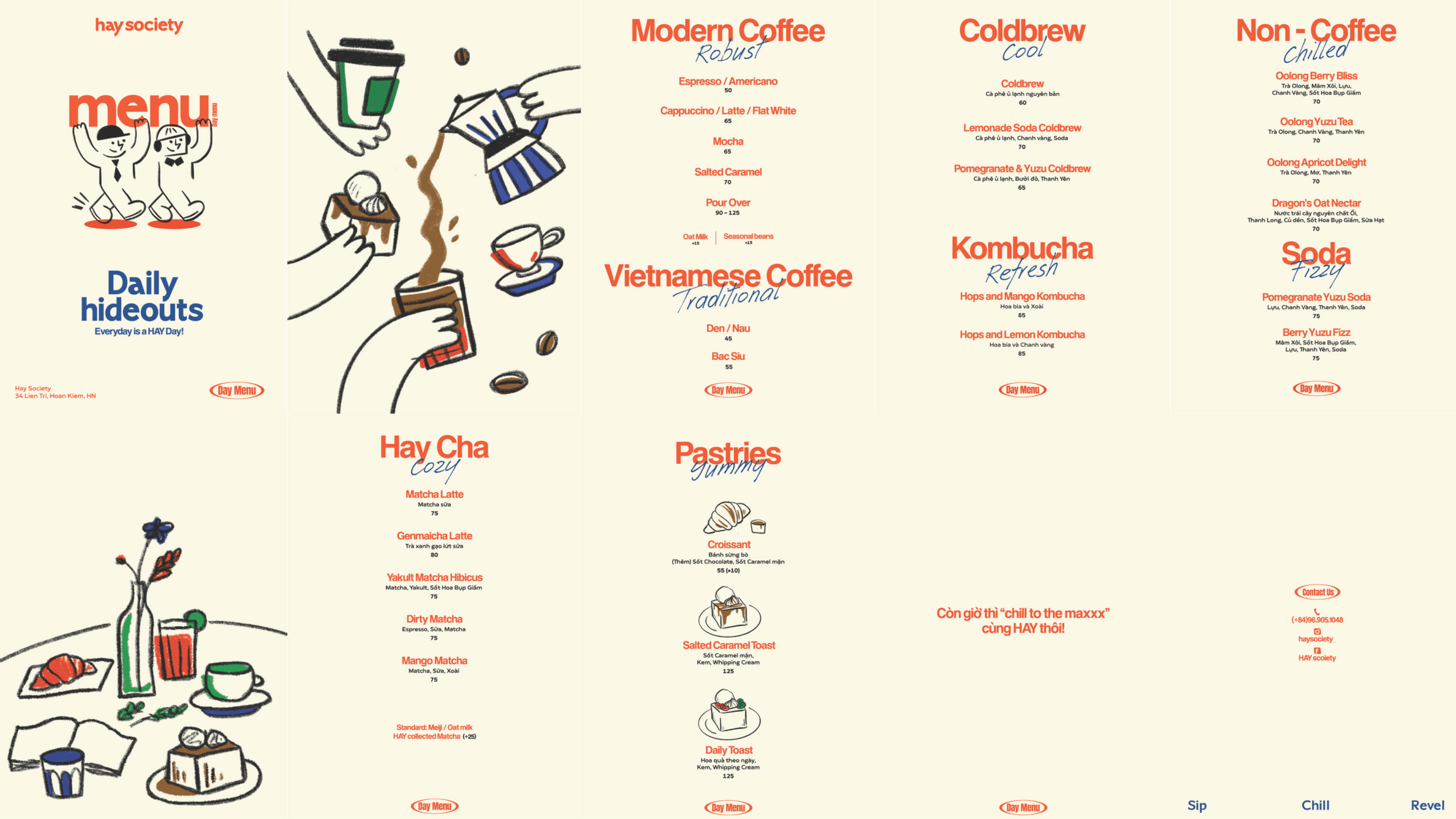 Hay Society menu and visual direction frame