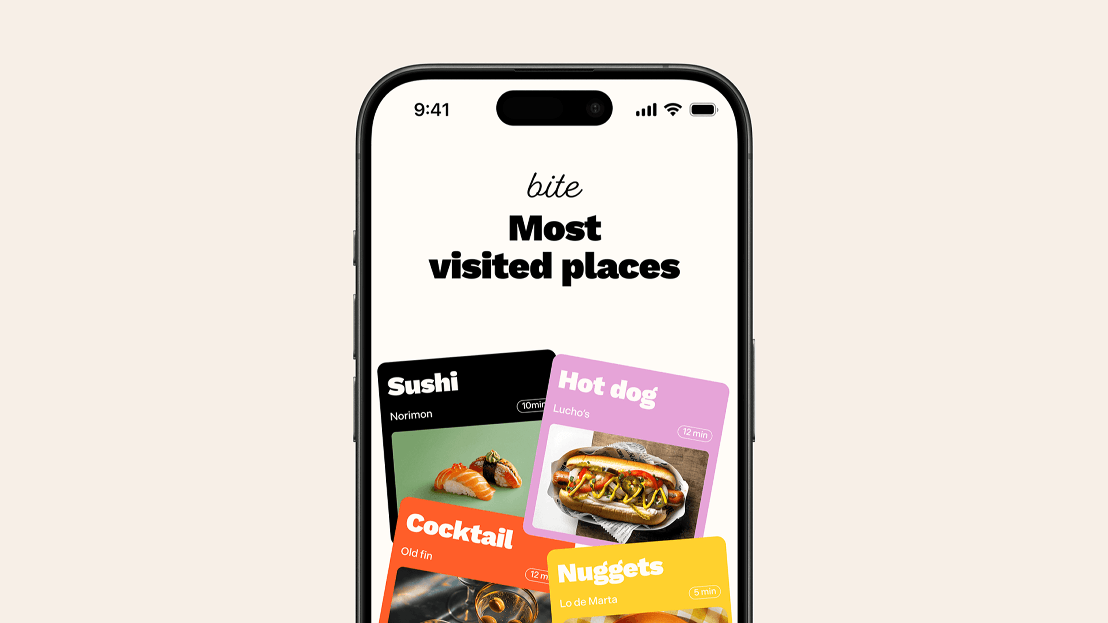 Bite taste discovery app overview frame