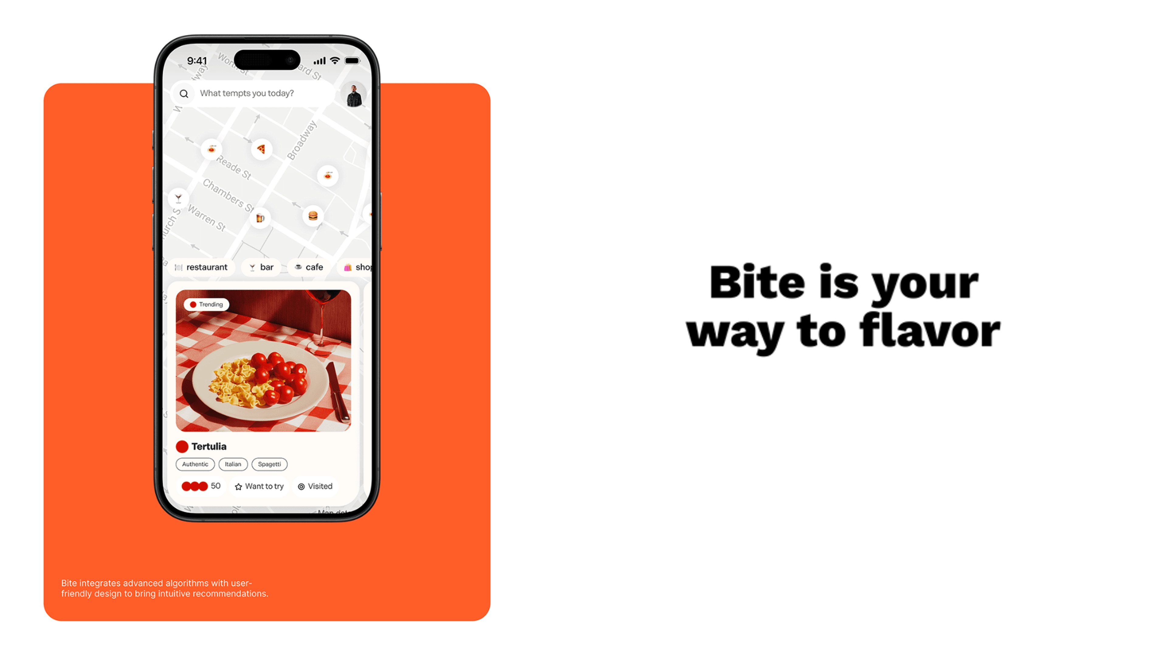 Bite food discovery strategy frame
