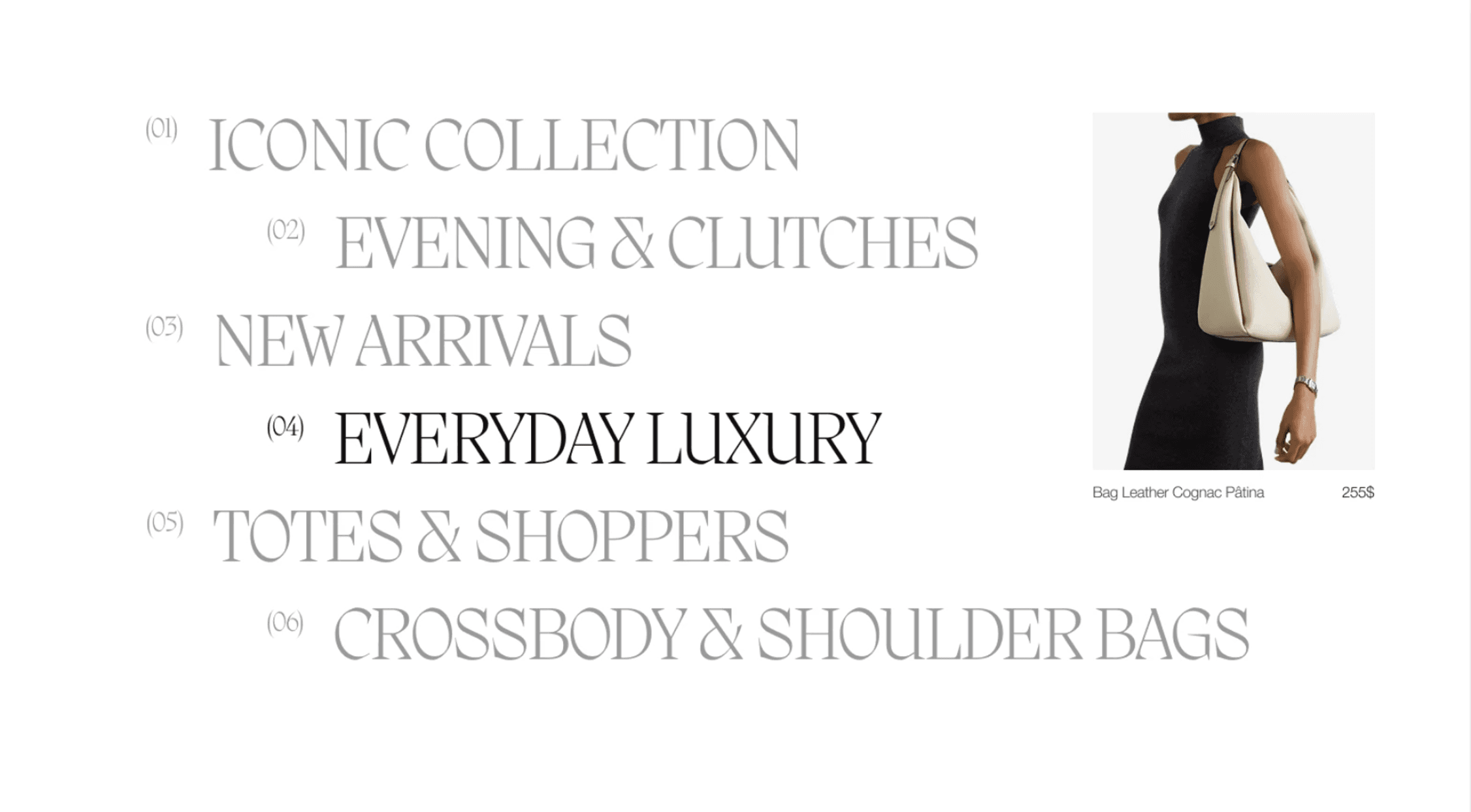 Lévont collection navigation website frame