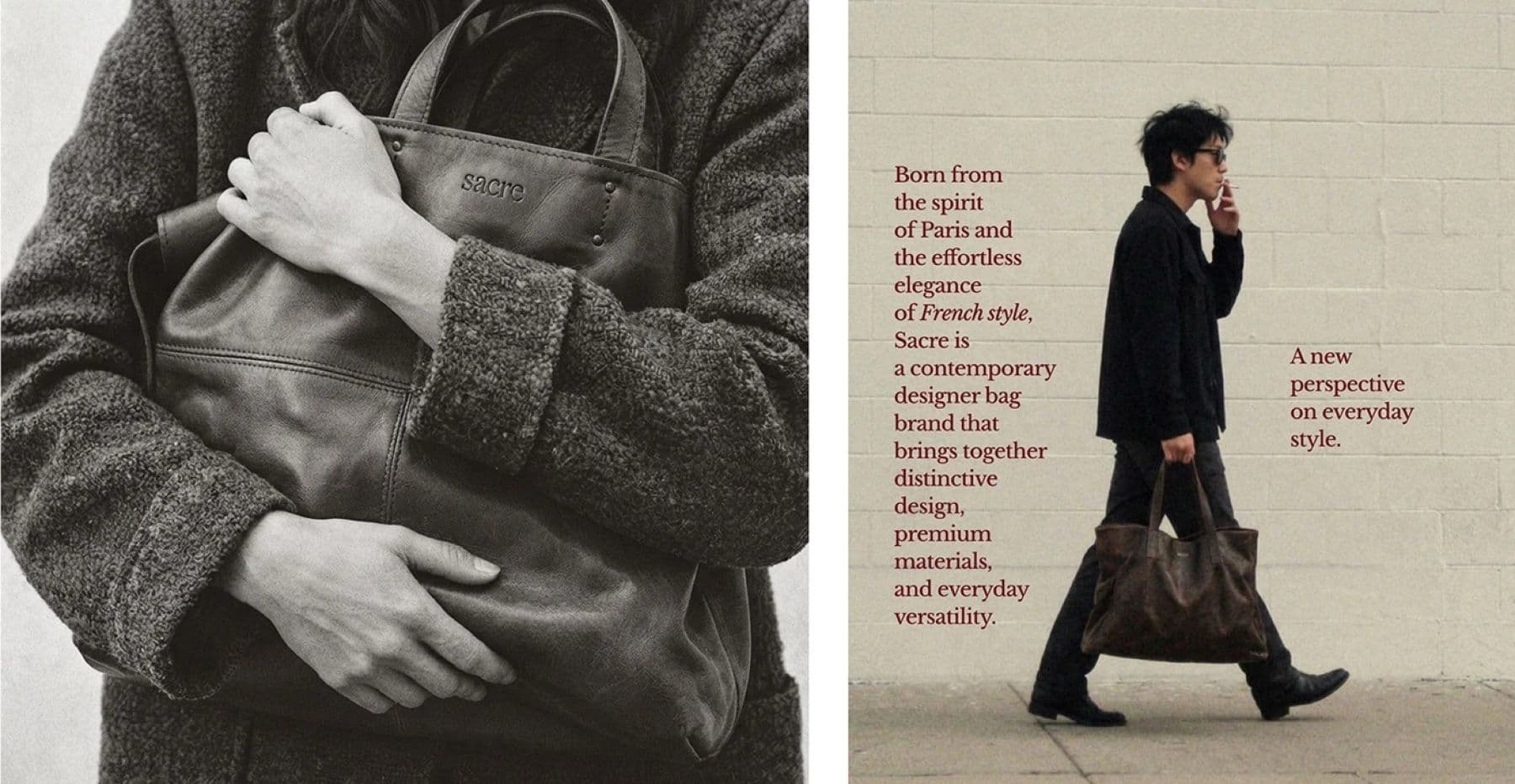 Sacre leather bag details and the brand story