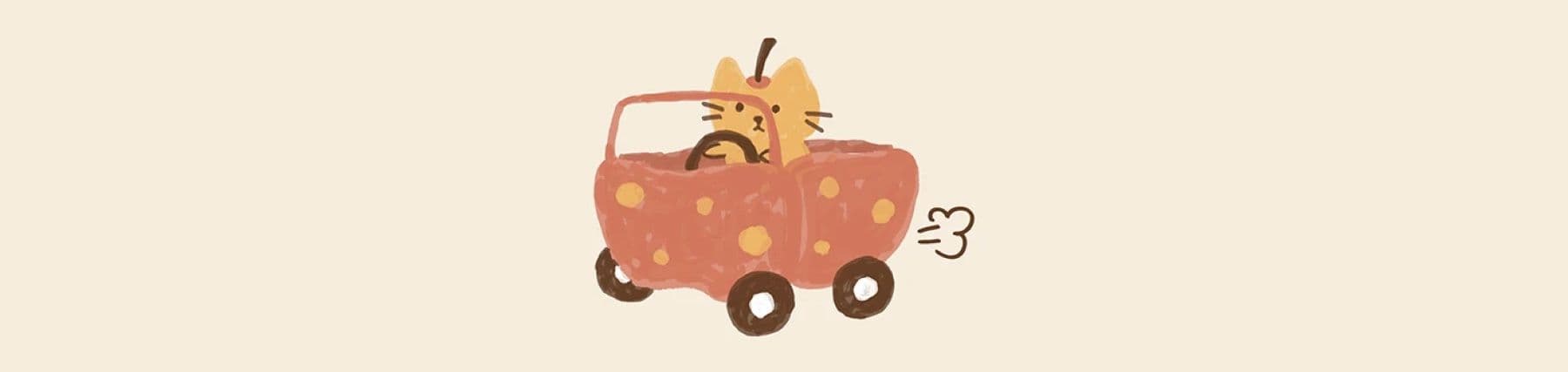 Appleberry & Co mascot driving a little red car