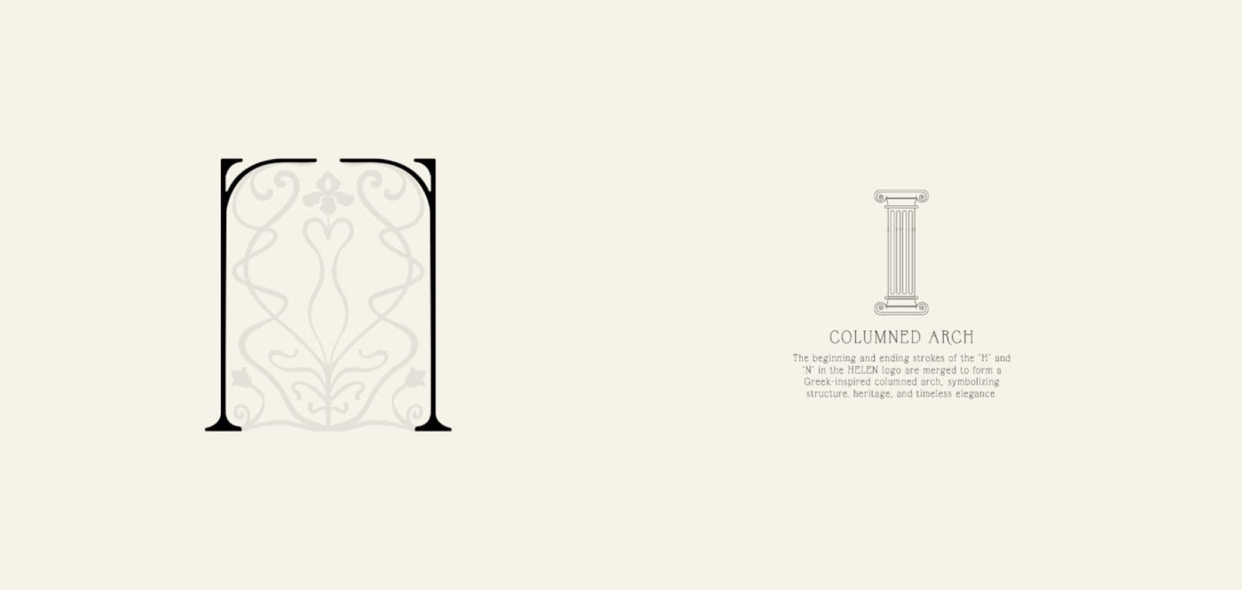 Helen emblem motif inspired by Hellenistic columns