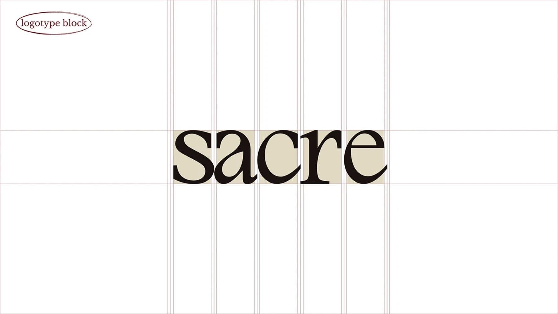 Sacre serif logotype on a construction grid