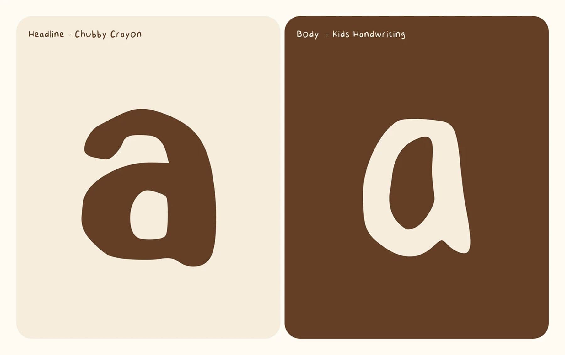 Appleberry & Co typography with Chubby Crayon headline and Kids Handwriting body letterforms