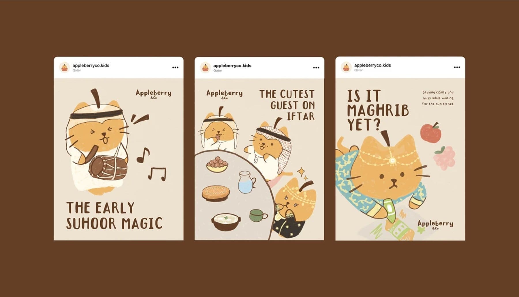 Appleberry & Co social media posts for suhoor, iftar and maghrib