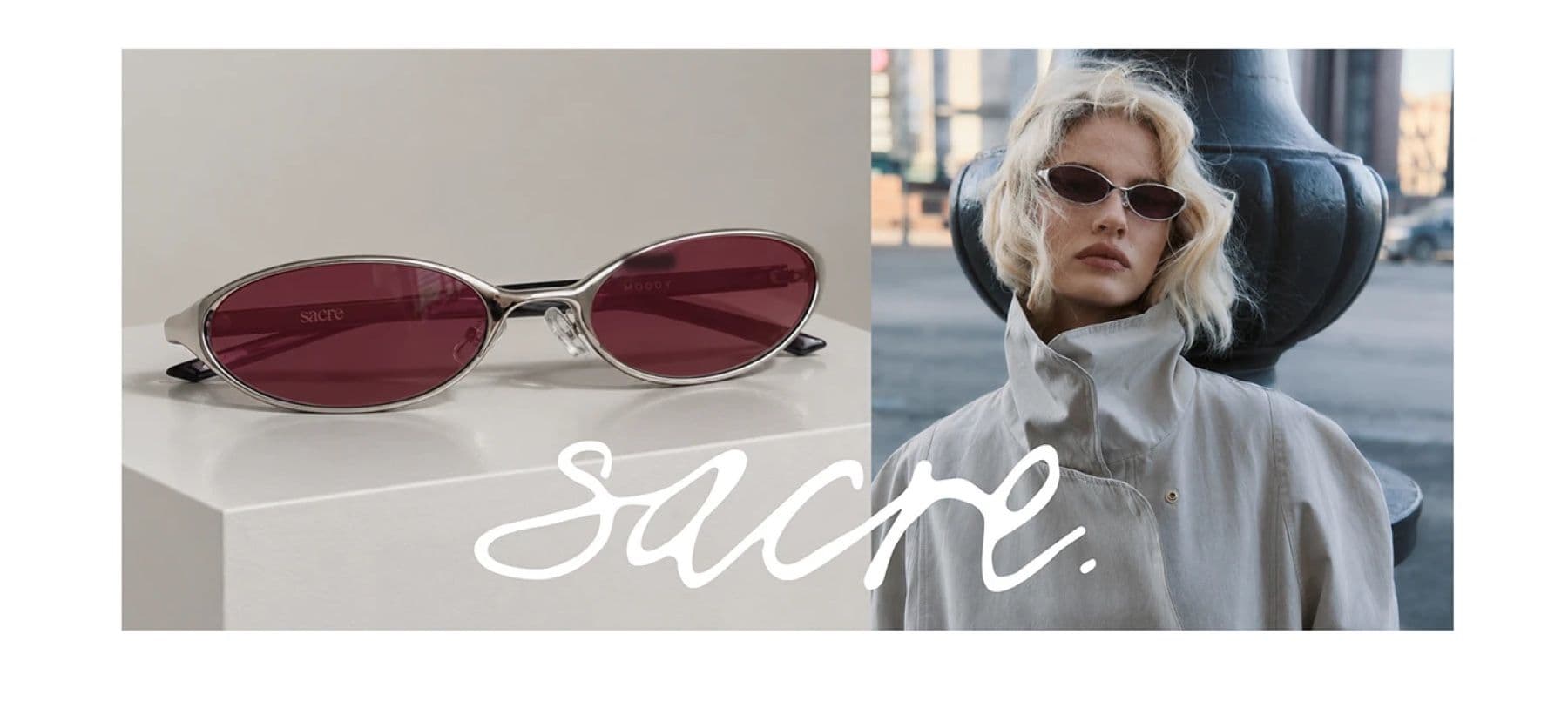 Sacre sunglasses and handwritten wordmark